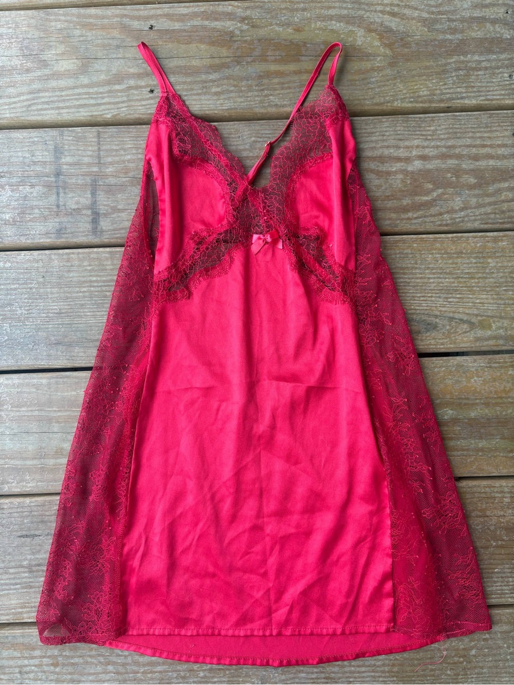 Victoria's Secret Red Lace Chemise with Sheer Side Panels